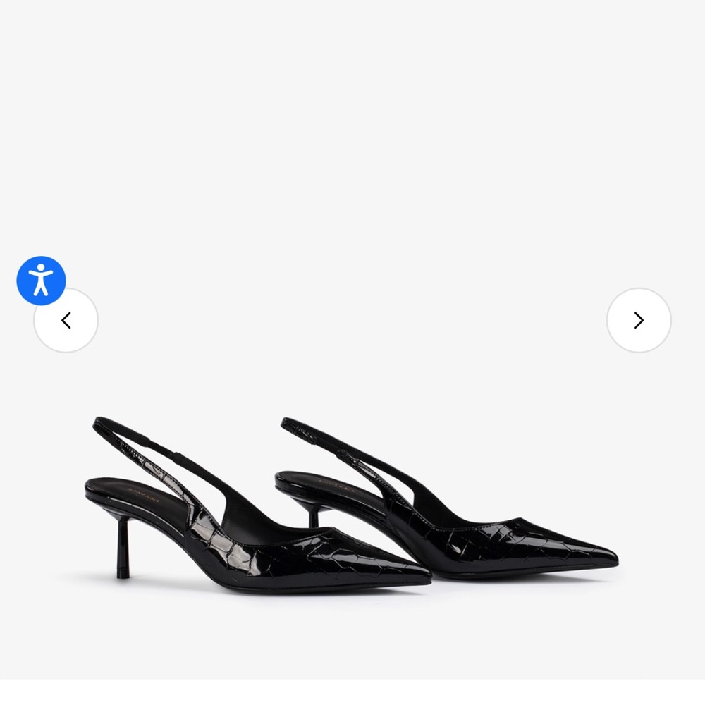 New Black Patent Slingback Heels